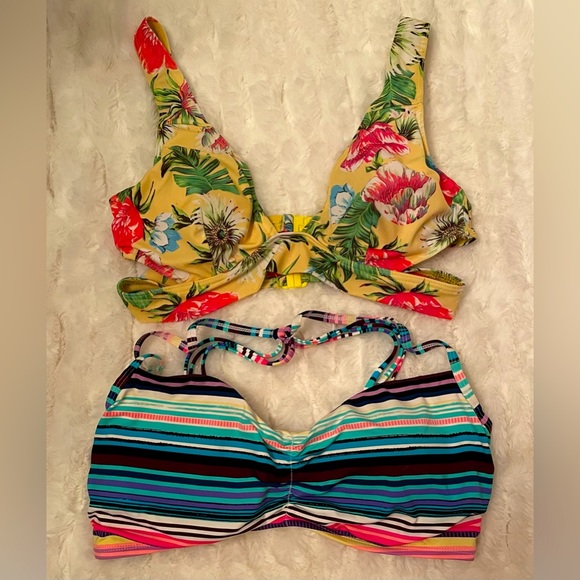 36D Bikini Top Bundle! Tropical and Striped. Both so pretty! - Picture 1 of 7